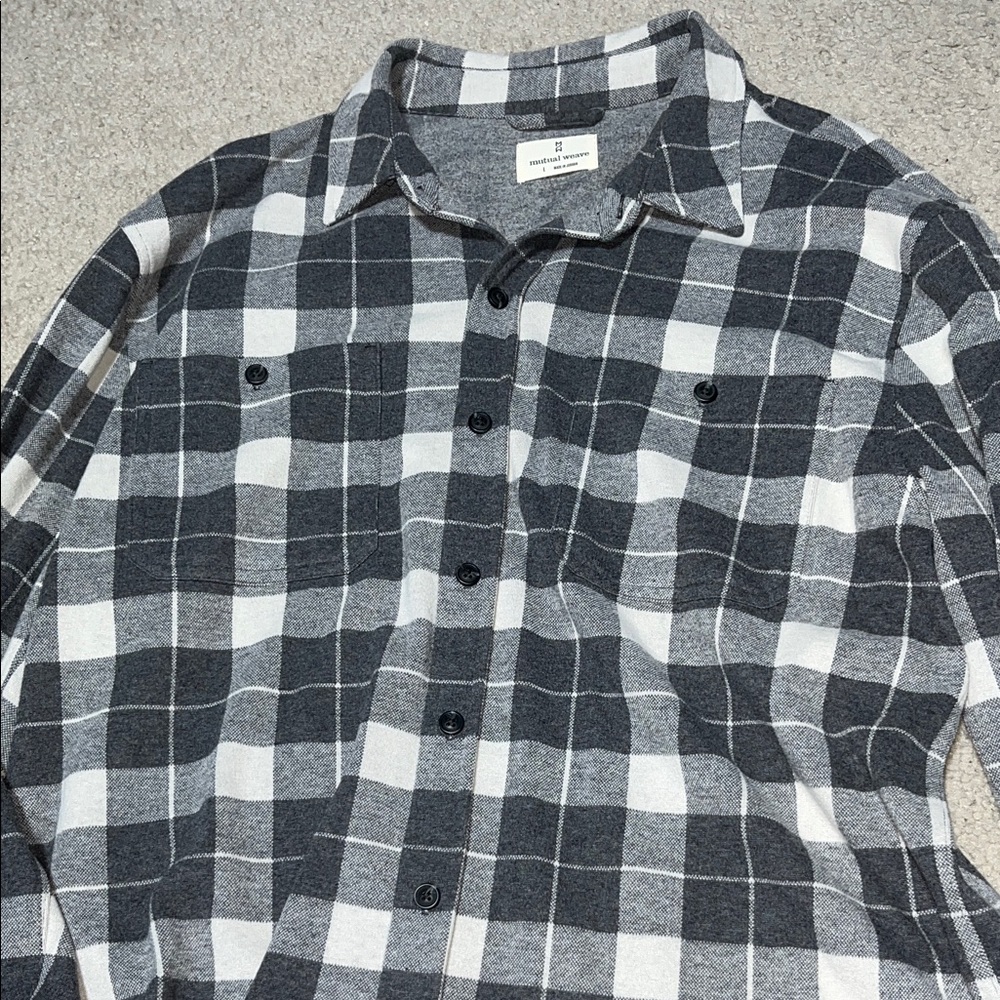 Classic Black and White Plaid Men's Shirt